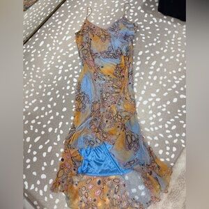 Vintage Y2K Silk Beaded Asymmetrical Evening Dress suewong nocturne bubble lilac